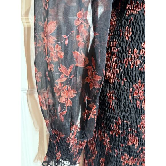 Cupshe Long Peasant Sleeve Bodycon Mini Floral Dress, Women's Size M - Picture 6 of 6